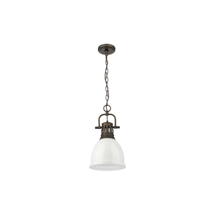 Golden Lighting Duncan 1-Light Chain Pendant, Rubbed Bronze/White