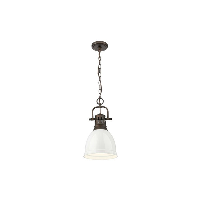 Golden Lighting Duncan 1-Light Chain Pendant, Rubbed Bronze/White