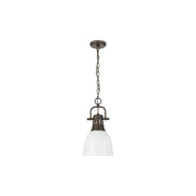 Golden Duncan 1-Light Small Pendant, Rubbed Bronze/Matte White - 3602-SRBZ-WHT