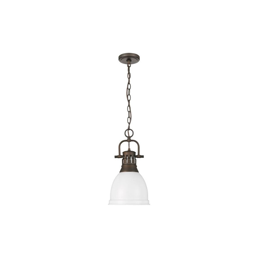 Golden Duncan 1-Light Small Pendant, Rubbed Bronze/Matte White - 3602-SRBZ-WHT