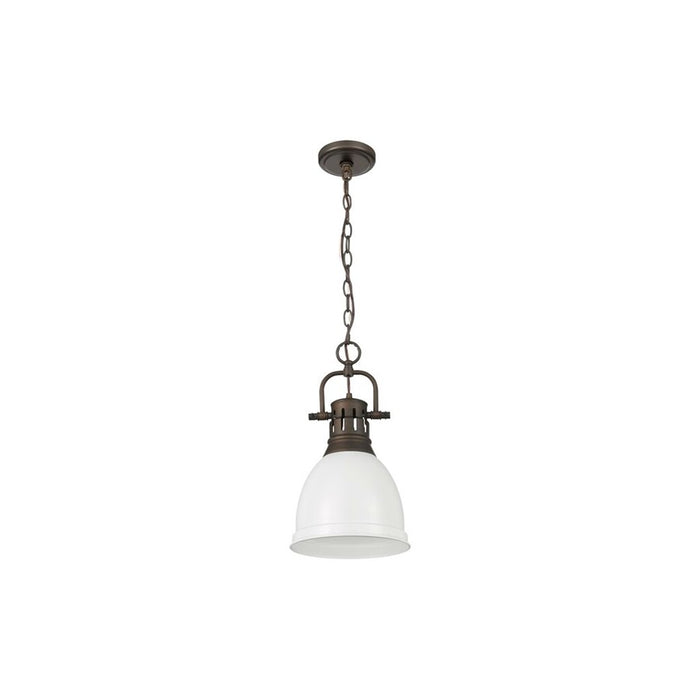 Golden Duncan 1-Light Small Pendant, Rubbed Bronze/Matte White