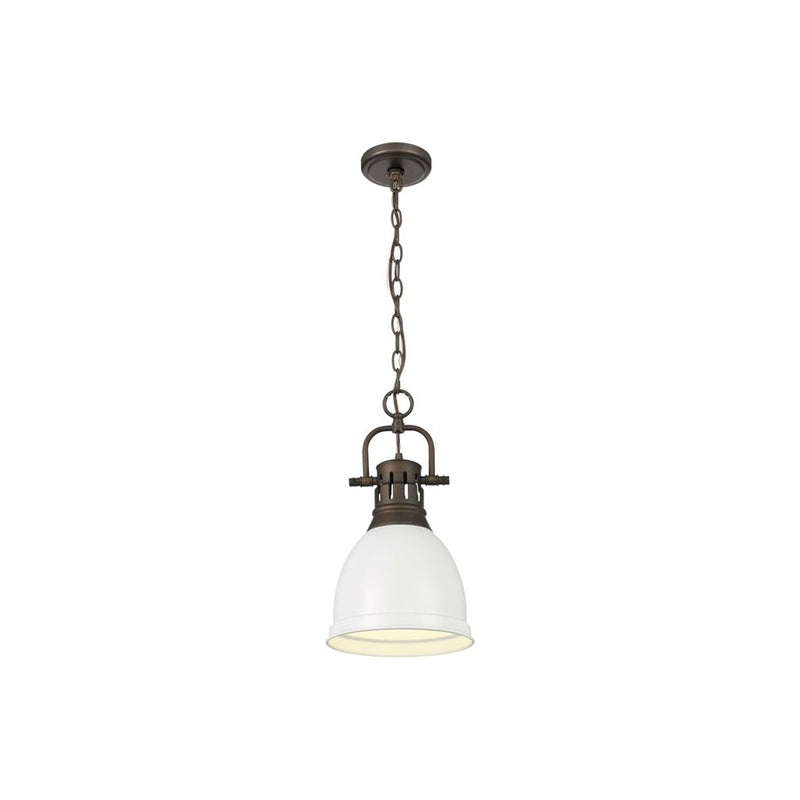 Golden Duncan 1-Light Small Pendant, Rubbed Bronze/Matte White