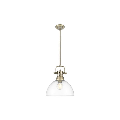 Golden Lighting Duncan 1-Light Rod Pendant, Brass/Clear - 3604-LAB-CLR