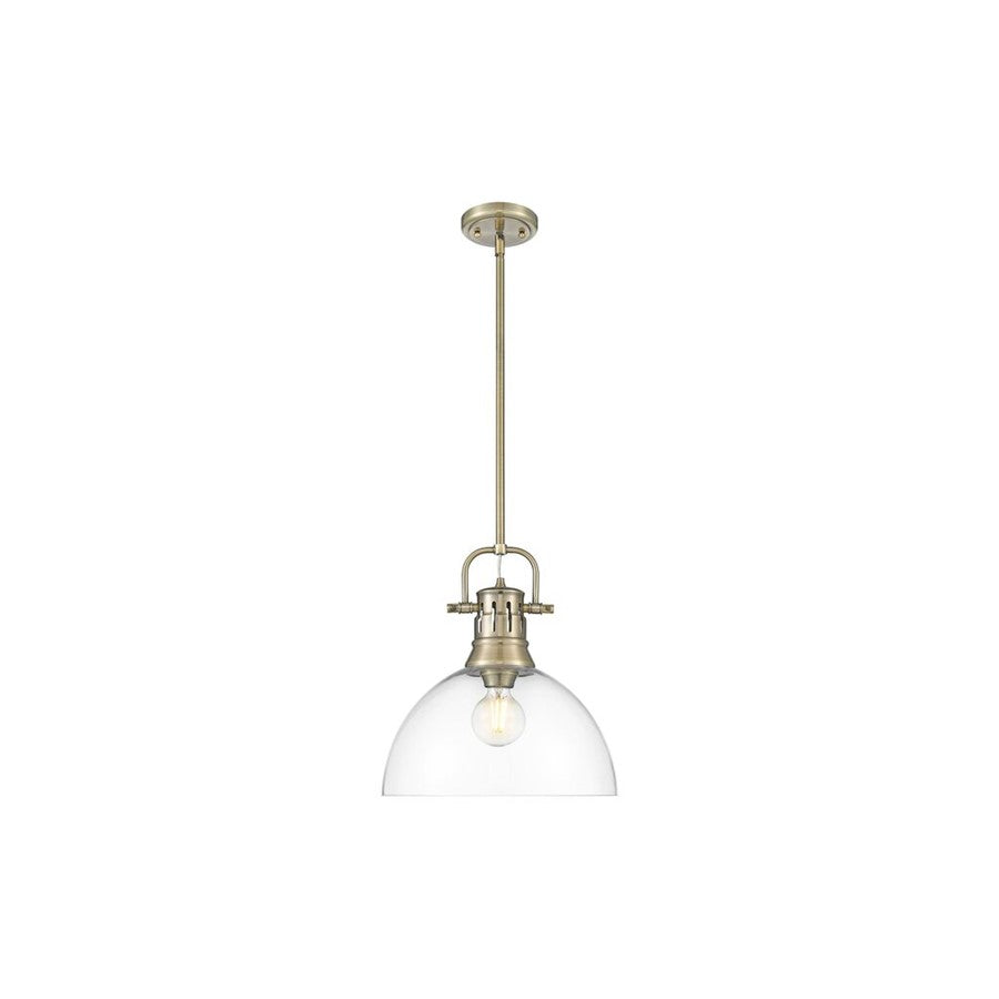 Golden Lighting Duncan 1-Light Rod Pendant, Brass/Clear - 3604-LAB-CLR