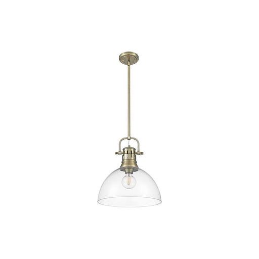 Golden Lighting Duncan 1-Light Rod Pendant, Brass/Clear