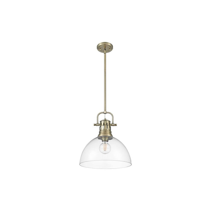 Golden Lighting Duncan 1-Light Rod Pendant, Brass/Clear