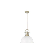 Golden Lighting Duncan Large 1-Light Rod Pendant, Brass/White - 3604-LAB-WHT