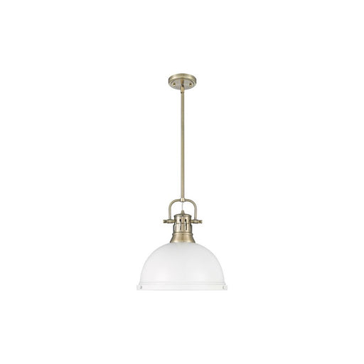 Golden Lighting Duncan Large 1-Light Rod Pendant, Brass/White - 3604-LAB-WHT