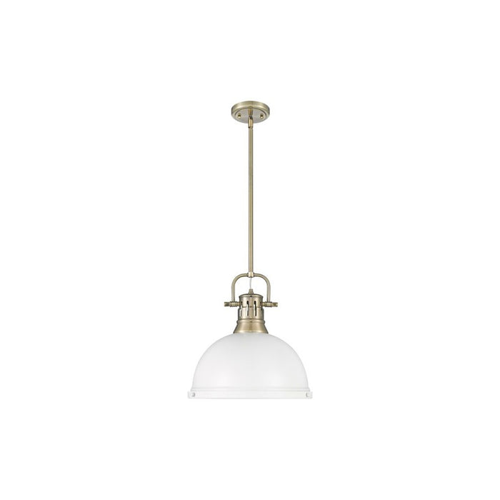 Golden Lighting Duncan Large 1-Light Rod Pendant, Brass/White - 3604-LAB-WHT