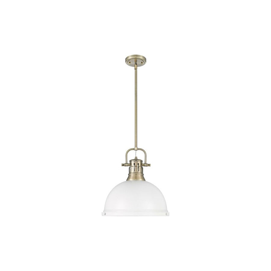 Golden Lighting Duncan Large 1-Light Rod Pendant, Brass/White - 3604-LAB-WHT