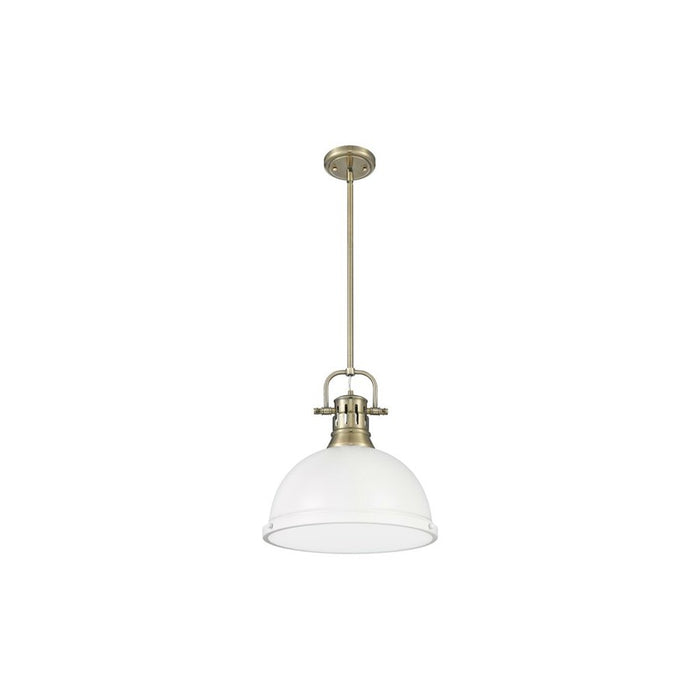 Golden Lighting Duncan Large 1-Light Rod Pendant, Brass/White