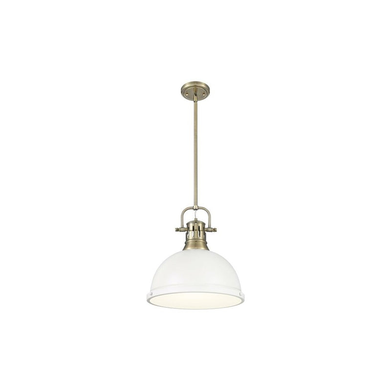Golden Lighting Duncan Large 1-Light Rod Pendant, Brass/White