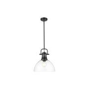 Golden Lighting Duncan 1-Light Pendant, Matte Black/Clear Glass - 3604-LBLK-CLR