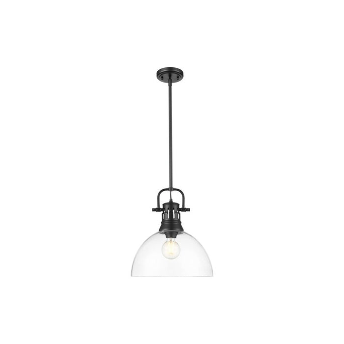 Golden Lighting Duncan 1-Light Pendant, Matte Black/Clear Glass - 3604-LBLK-CLR