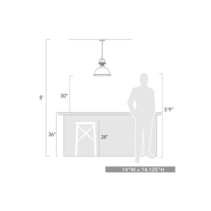 Golden Lighting Duncan 1-Light Pendant, Matte Black/Clear Glass