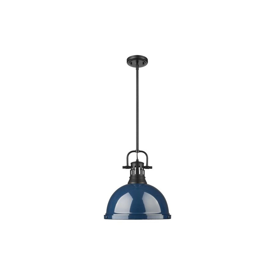 Golden Lighting Duncan Large 1-Light Rod Pendant, Black/Navy - 3604-LBLK-NVY