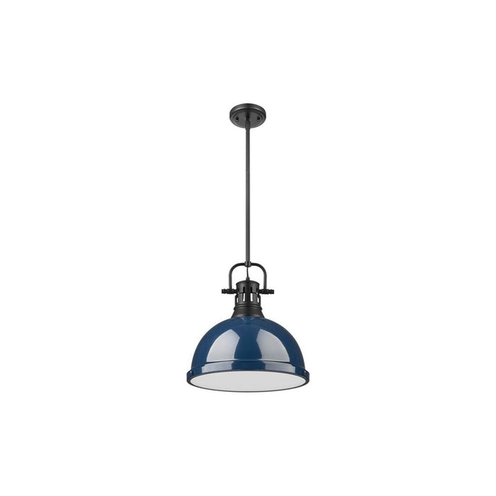 Golden Lighting Duncan Large 1-Light Rod Pendant, Black/Navy