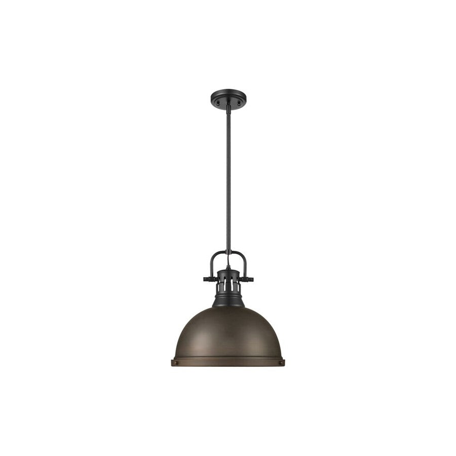 Golden Duncan 1-Light Rod Pendant, Matte Black/Rubbed Bronze - 3604-LBLK-RBZ