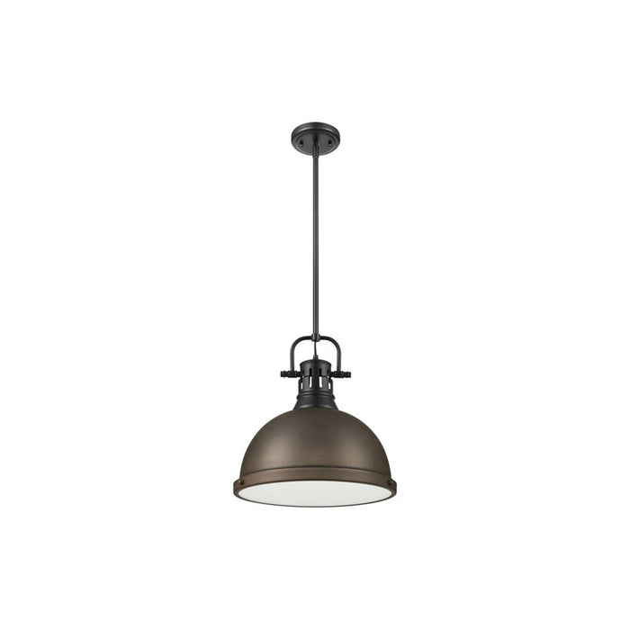Golden Duncan 1-Light Rod Pendant, Matte Black/Rubbed Bronze