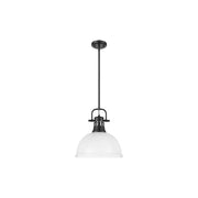 Golden Lighting Duncan Large 1-Light Rod Pendant, Black/White - 3604-LBLK-WHT