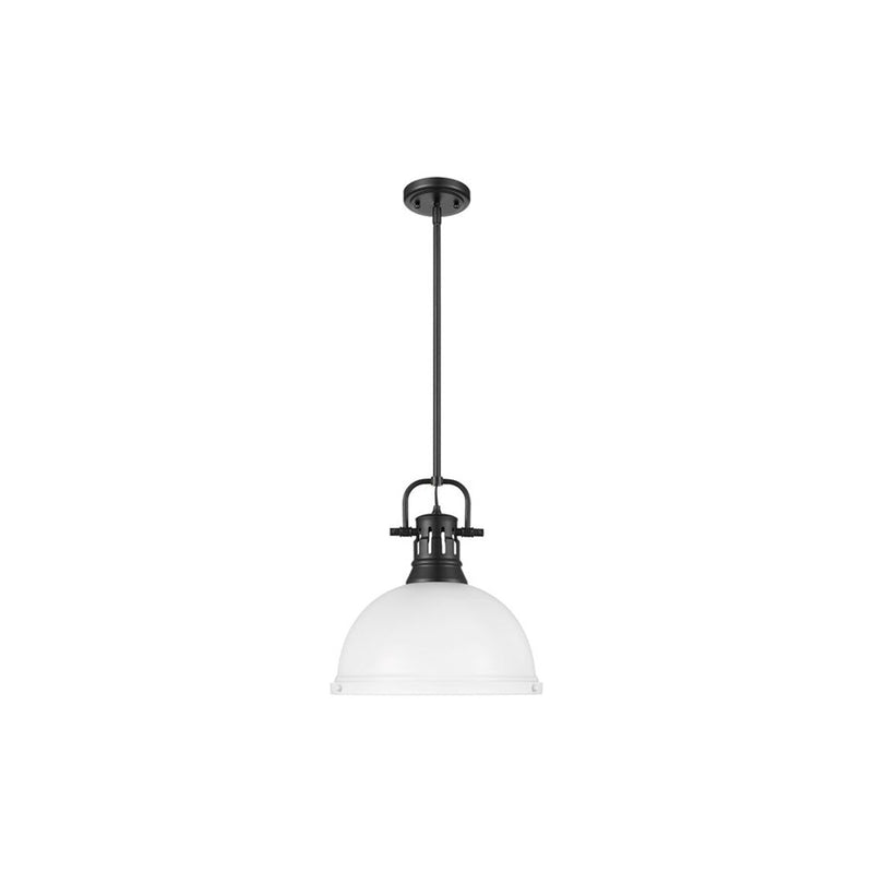 Golden Lighting Duncan Large 1-Light Rod Pendant, Black/White - 3604-LBLK-WHT