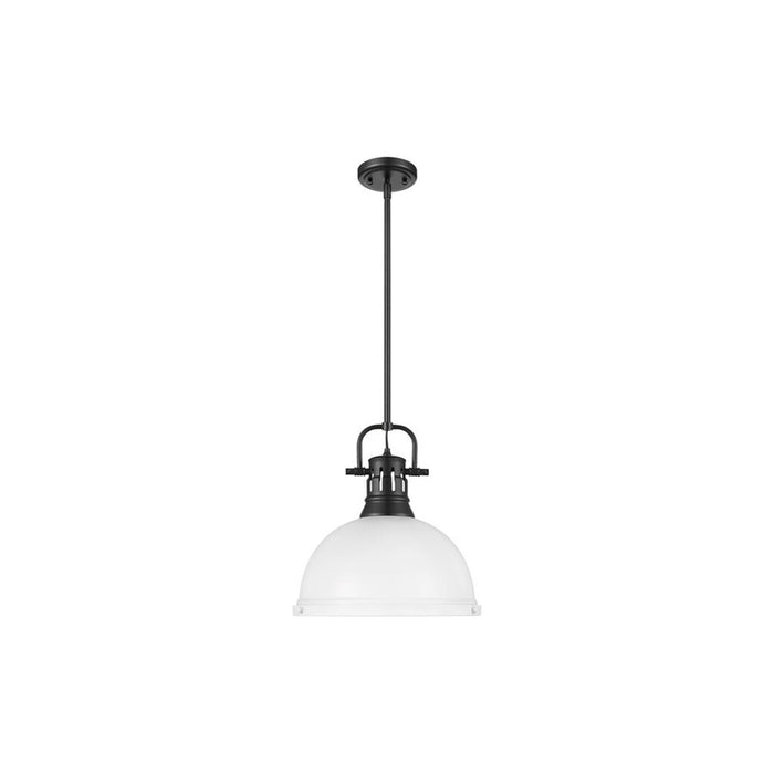 Golden Lighting Duncan Large 1-Light Rod Pendant, Black/White - 3604-LBLK-WHT