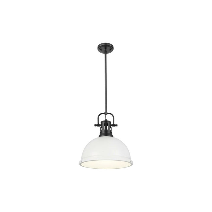 Golden Lighting Duncan Large 1-Light Rod Pendant, Black/White