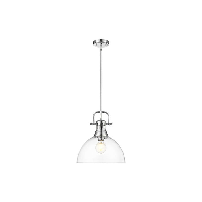 Golden Lighting Duncan 1-Light Pendant, Chrome/Clear Glass - 3604-LCH-CLR