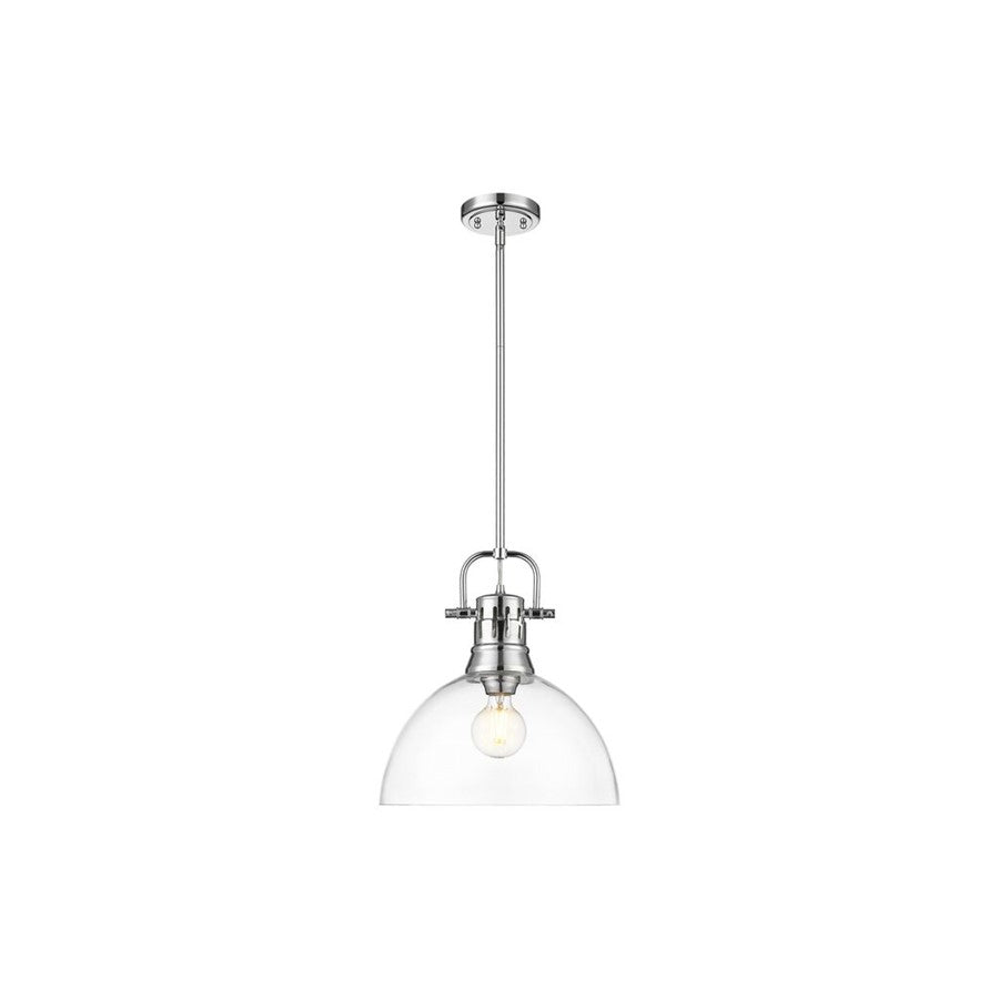 Golden Lighting Duncan 1-Light Pendant, Chrome/Clear Glass - 3604-LCH-CLR