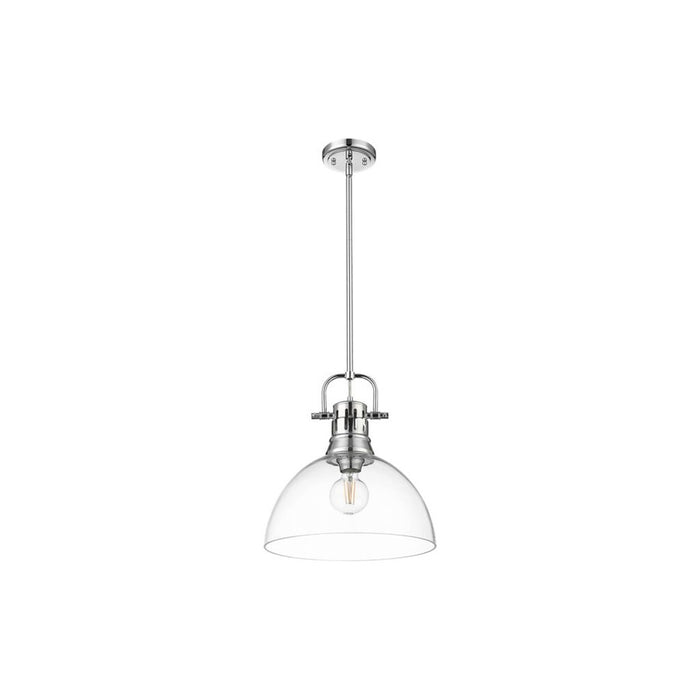 Golden Lighting Duncan 1-Light Pendant, Chrome/Clear Glass