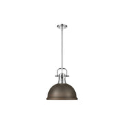 Golden Lighting Duncan Large 1-Light Rod Pendant, Chrome/Bronze - 3604-LCH-RBZ