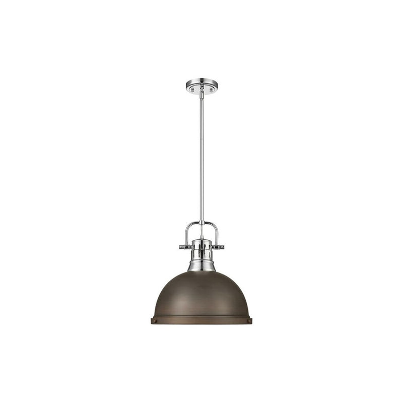 Golden Lighting Duncan Large 1-Light Rod Pendant, Chrome/Bronze - 3604-LCH-RBZ