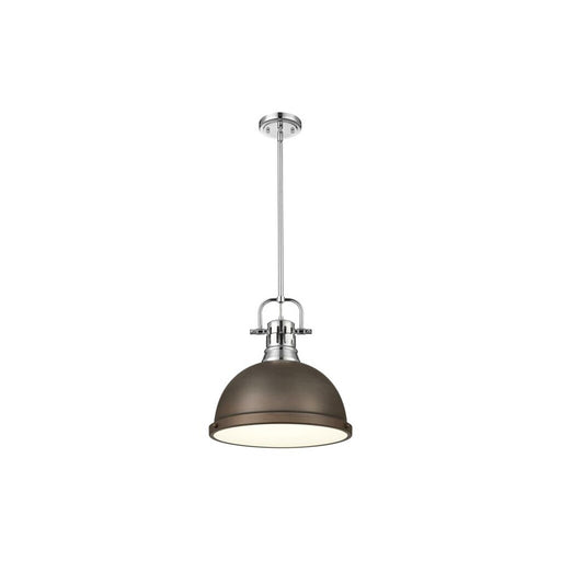 Golden Lighting Duncan Large 1-Light Rod Pendant, Chrome/Bronze