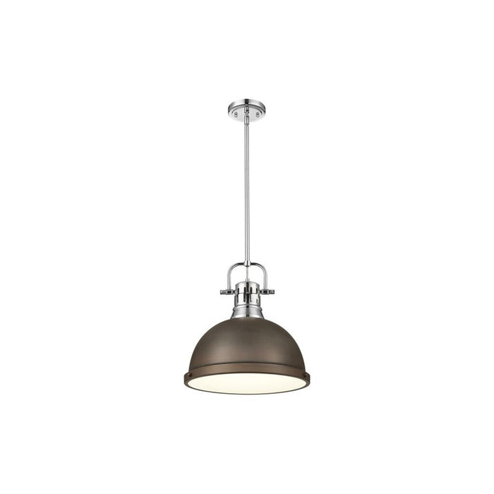 Golden Lighting Duncan Large 1-Light Rod Pendant, Chrome/Bronze