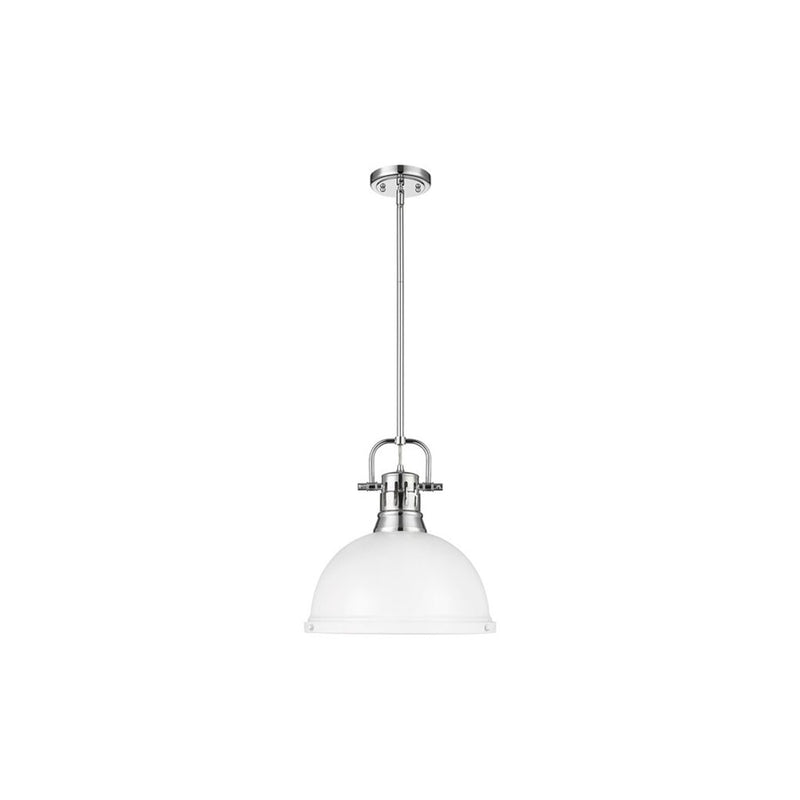Golden Lighting Duncan Large 1-Light Rod Pendant, Chrome/White - 3604-LCH-WHT