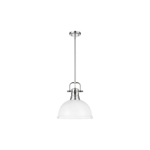 Golden Lighting Duncan Large 1-Light Rod Pendant, Chrome/White - 3604-LCH-WHT