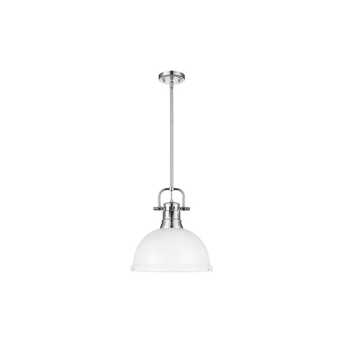Golden Lighting Duncan Large 1-Light Rod Pendant, Chrome/White - 3604-LCH-WHT