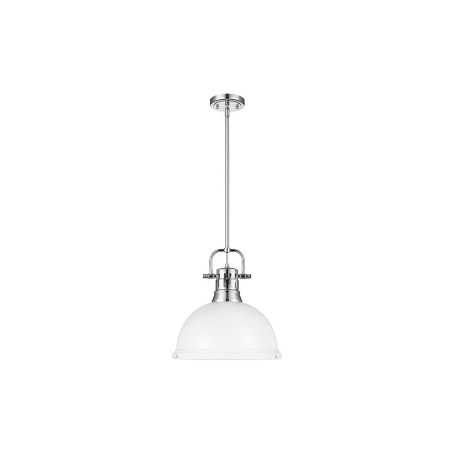 Golden Lighting Duncan Large 1-Light Rod Pendant, Chrome/White - 3604-LCH-WHT