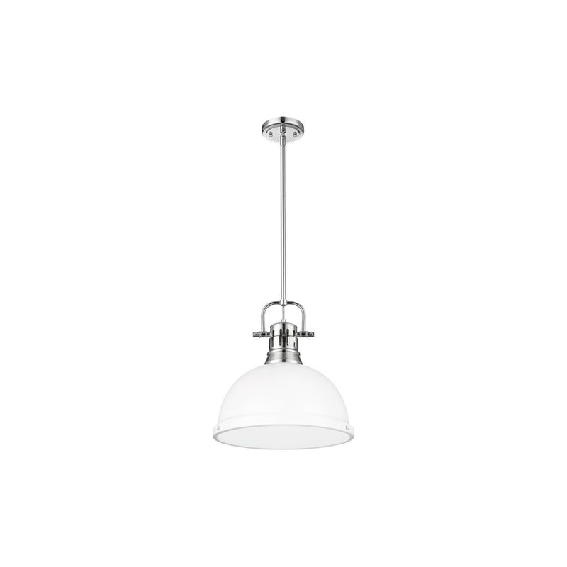 Golden Lighting Duncan Large 1-Light Rod Pendant, Chrome/White