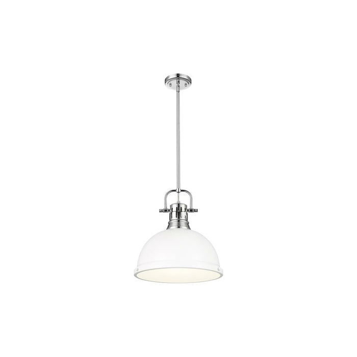 Golden Lighting Duncan Large 1-Light Rod Pendant, Chrome/White