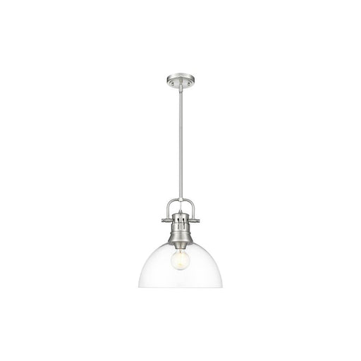 Golden Lighting Duncan Large 1-Light Rod Pendant, Pewter/Clear - 3604-LPW-CLR