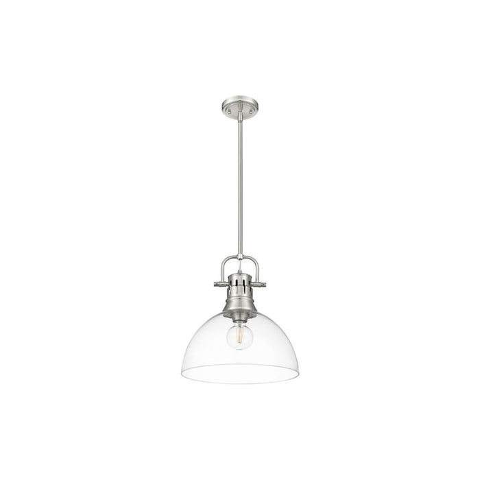 Golden Lighting Duncan Large 1-Light Rod Pendant, Pewter/Clear