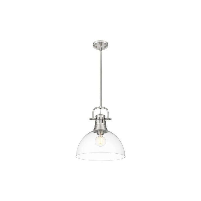 Golden Lighting Duncan Large 1-Light Rod Pendant, Pewter/Clear