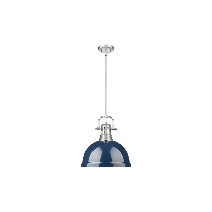 Golden Lighting Duncan Large 1-Light Rod Pendant, Pewter/Navy - 3604-LPW-NVY