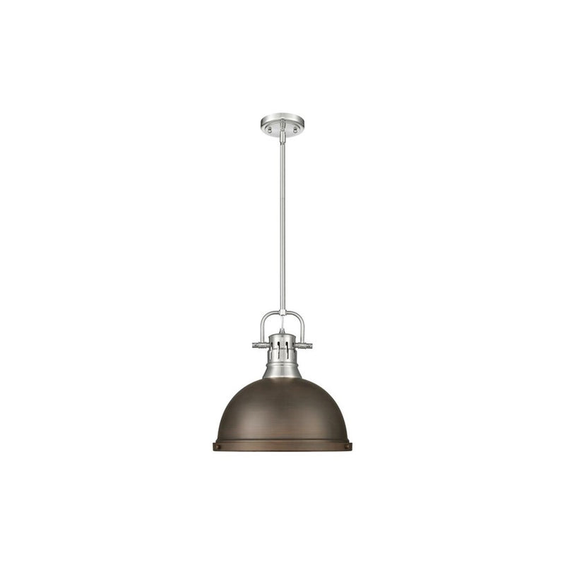Golden Lighting Duncan Large 1-Light Rod Pendant, Pewter/Bronze - 3604-LPW-RBZ