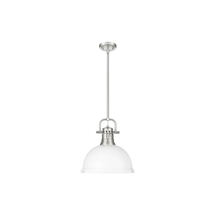 Golden Lighting Duncan Large 1-Light Rod Pendant, Pewter/White - 3604-LPW-WHT
