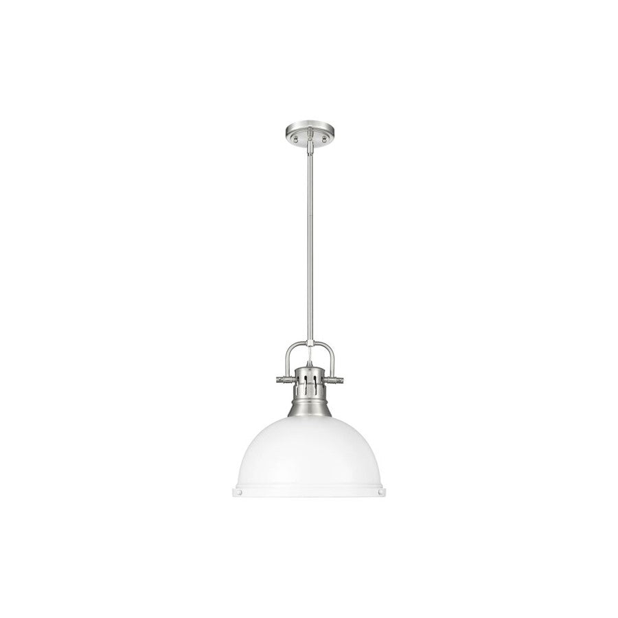 Golden Lighting Duncan Large 1-Light Rod Pendant, Pewter/White - 3604-LPW-WHT
