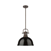 Golden Lighting Duncan 14in 1-Light Rod Pendant | Farmhouse Rubbed Bronze and Black Steel | Kitchen Island & Dining Room | Model 3604-L RBZ-BK