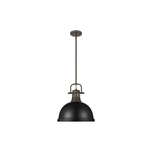 Golden Duncan 1-Light Large Pendant, Rubbed Bronze/Matte Black - 3604-LRBZ-BLK