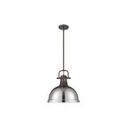 Golden Lighting Duncan Large 1-Light Rod Pendant, Bronze/Chrome - 3604-LRBZ-CH